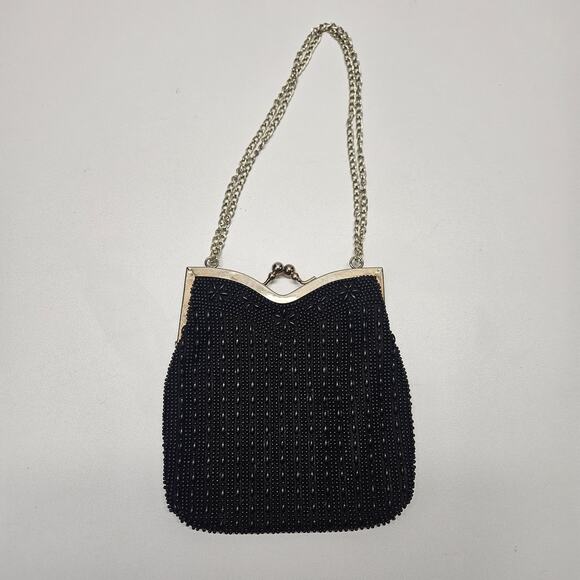 True Vintage 60s Raised Resin Bead Clutch Evening Bag Handbag Chain Handle